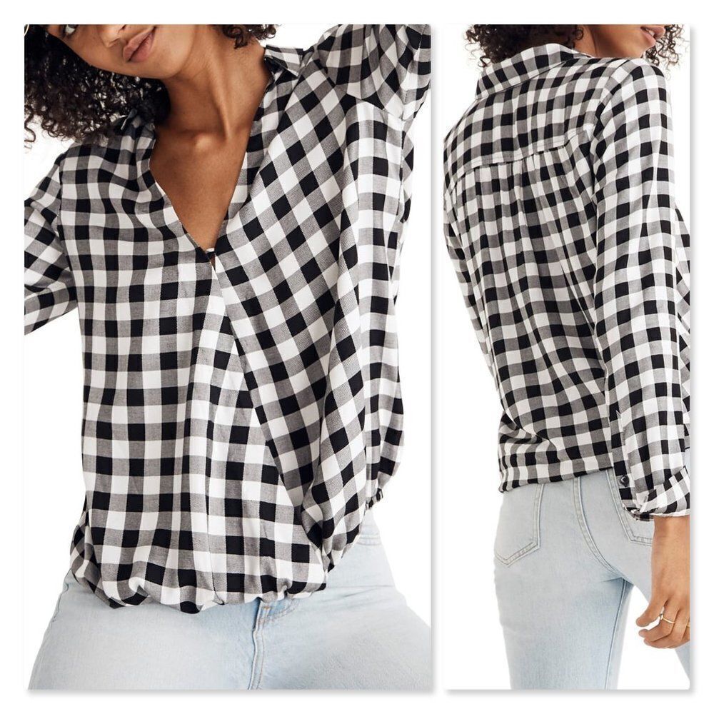 Madwell Wrap Front Shirt in Buffalo Check sz Med